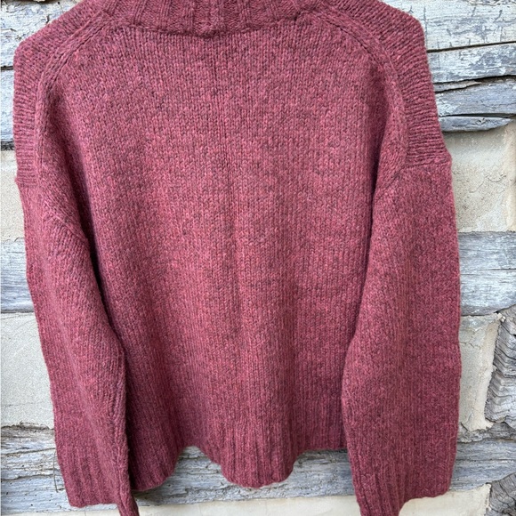 Madewell Women’s Mock Neck Cropped Pom Pom Detail Sweater Wool Blend Rust Size M - Picture 2 of 11